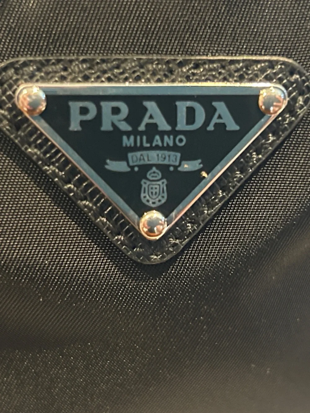 NEW Prada Black Nylon Zip Wristlet with Silver Triangle Logo